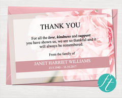 Pink Carnations Funeral Thank You Card