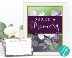 Purple Blossom Share a Memory Sign and Cards