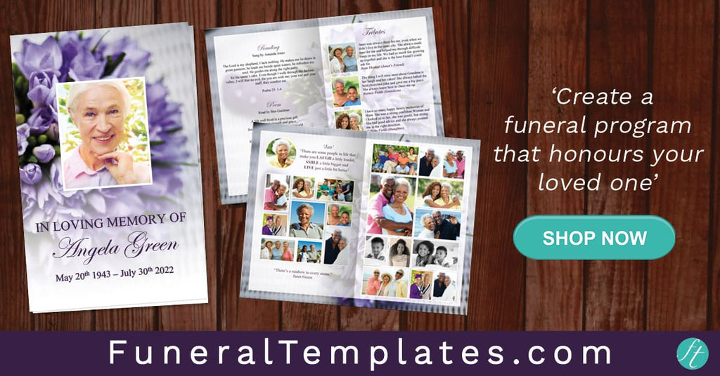 Purple Boouquet Funeral Program Template