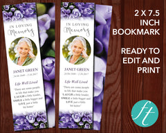 Purple Bouquet Funeral Bookmark