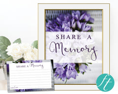 Purple Bouquet Share a Memory Sign and Cards