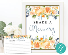 Yellow Rose Share a Memory Sign and Cards