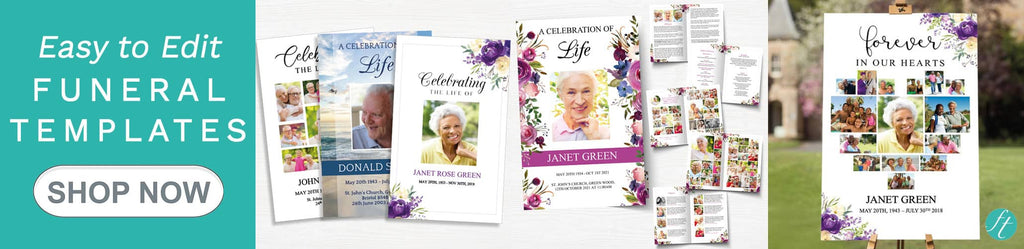 Shop now for easy to edit funeral templates