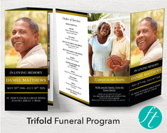 Trifold Golden Funeral Program Template