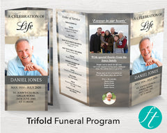 Trifold Mountain Funeral Program Template