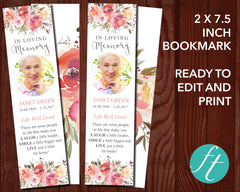 Spring Flowers Funeral Bookmark