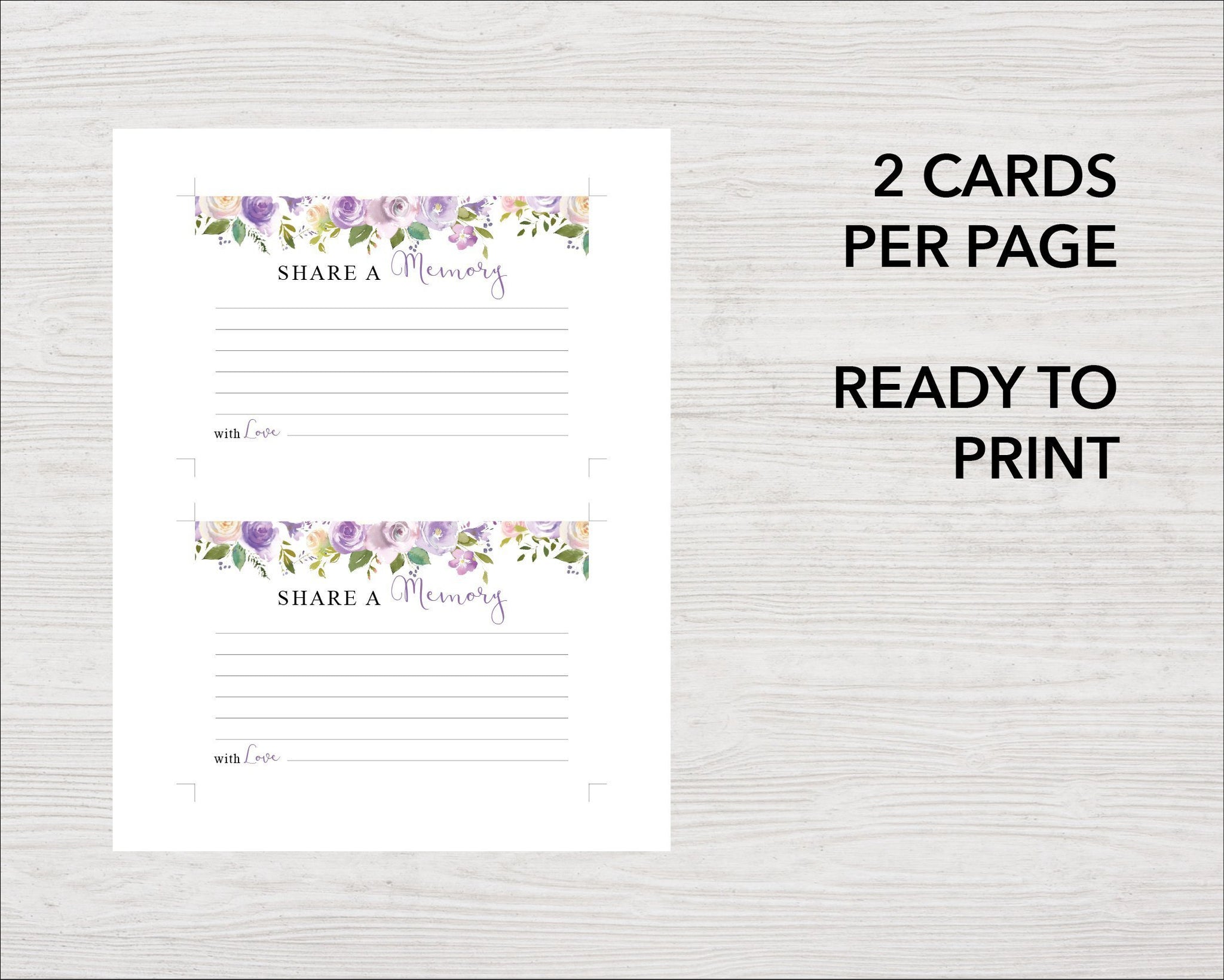 Share a Memory Sign and Cards Ready to Print – Funeral Templates Pertaining To Remembrance Cards Template Free