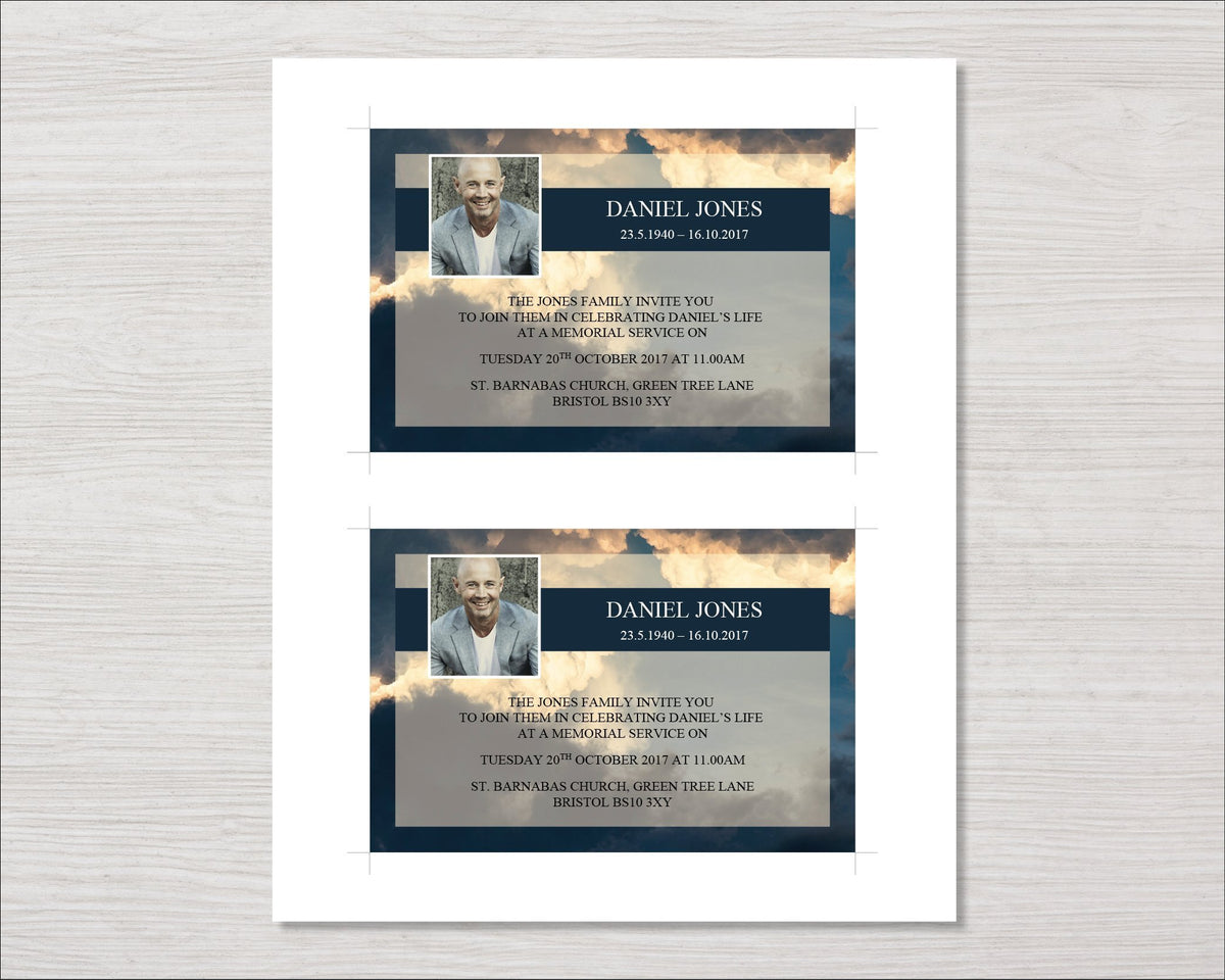 Sky Funeral Invitation Card Memorial Invitation Card 