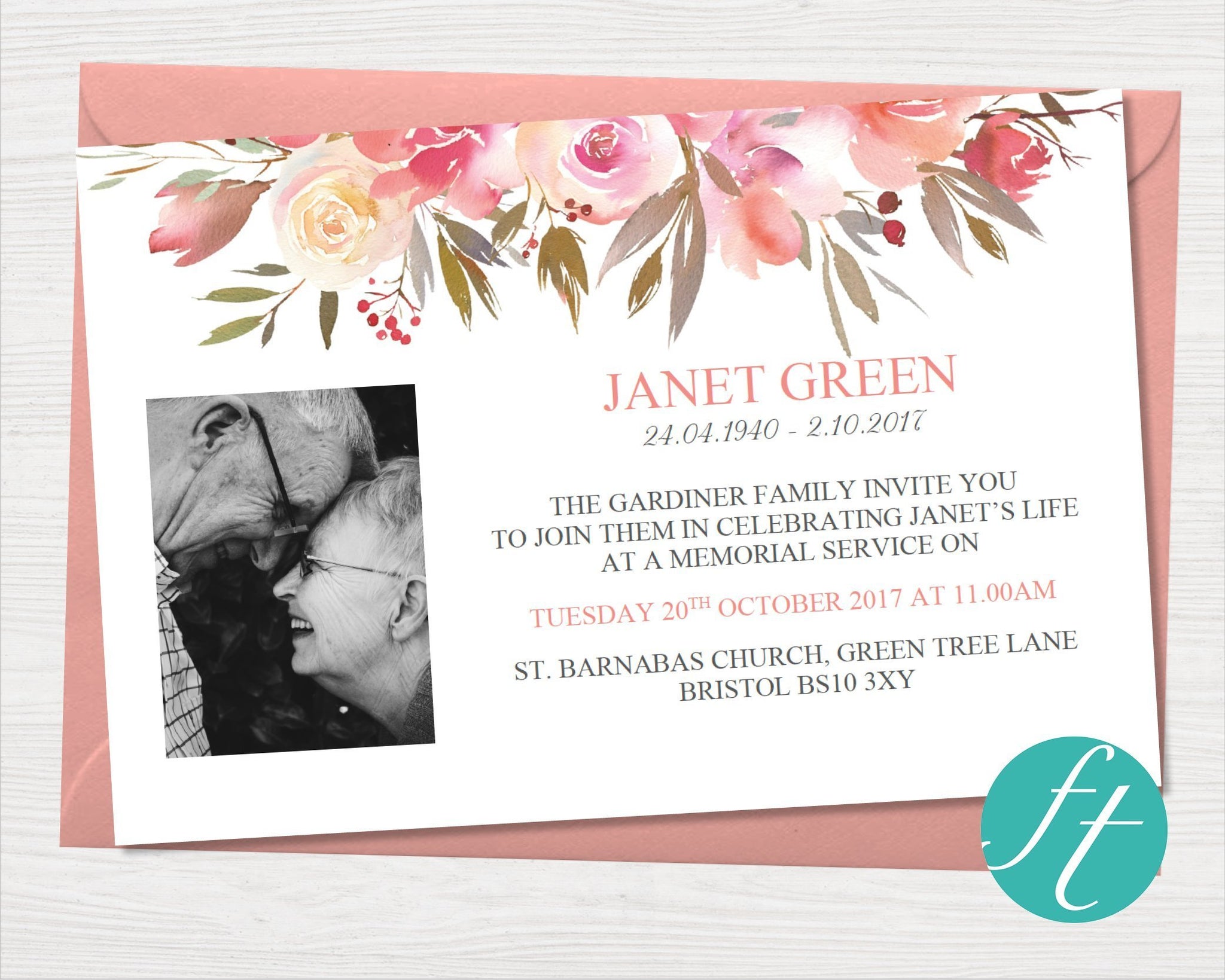 Spring Flowers Funeral Invitation Card Pertaining To Funeral Invitation Card Template