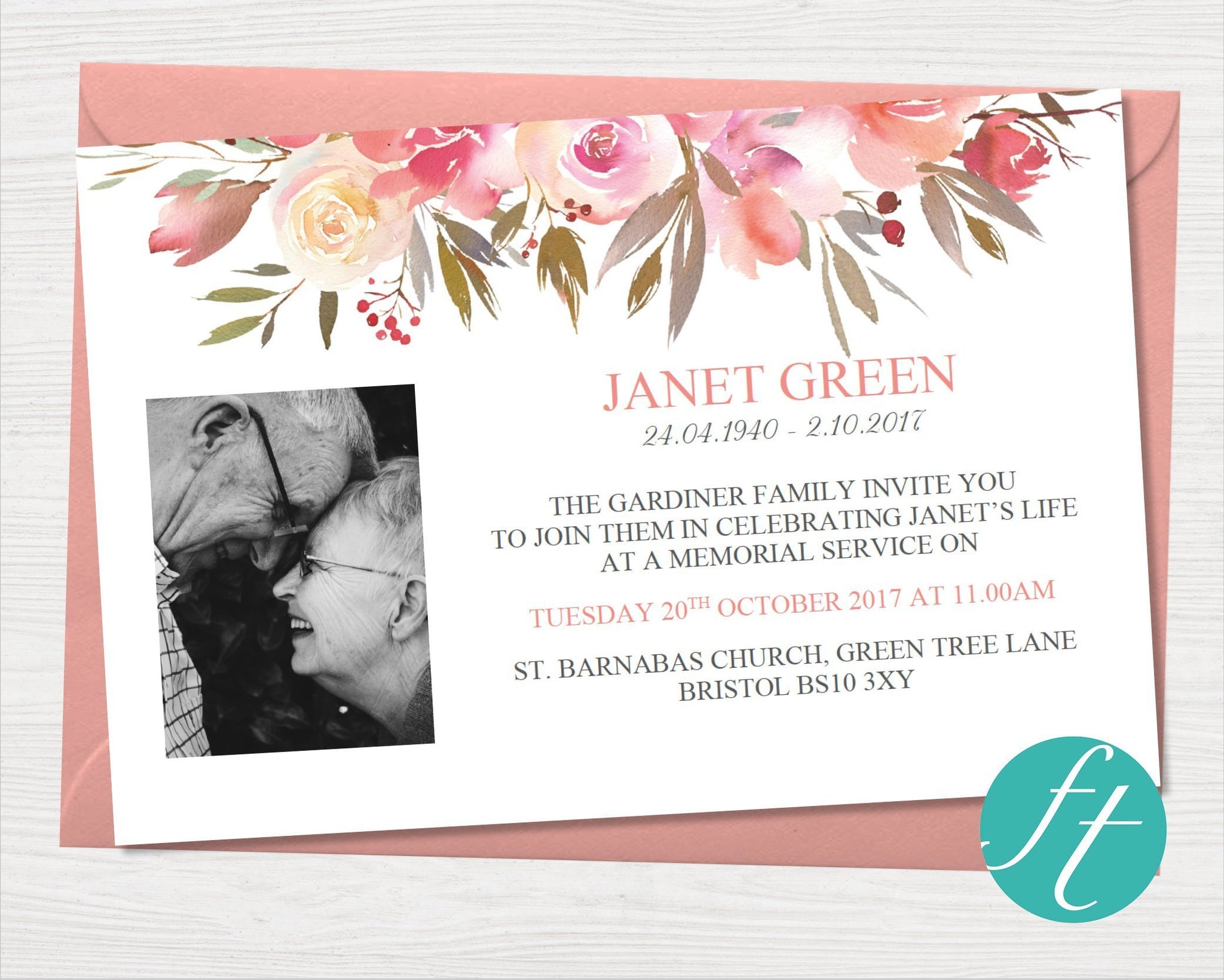 Spring Flowers Funeral Invitation Card  Memorial Invitation Card In Funeral Invitation Card Template