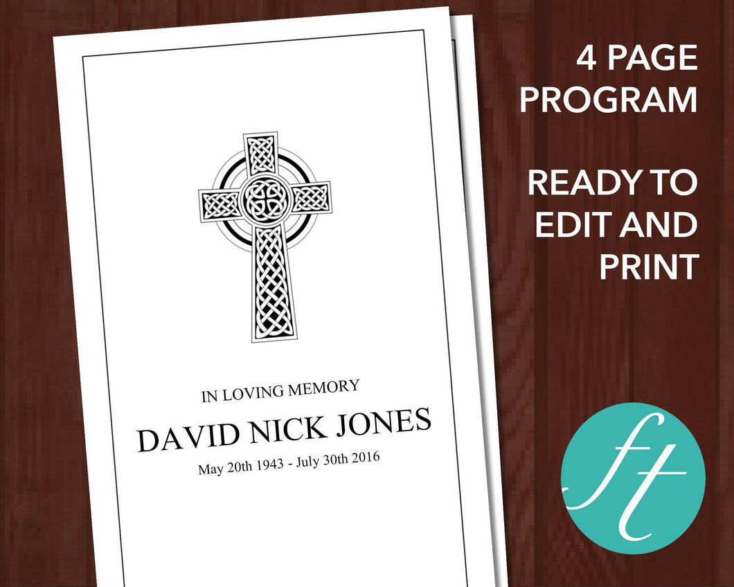 4 Page Catholic Cross Funeral Program Template Funeral Templates