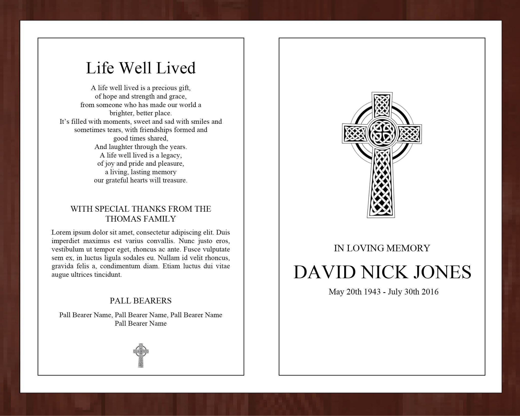 4 Page Catholic Cross Funeral Program Template Funeral Templates