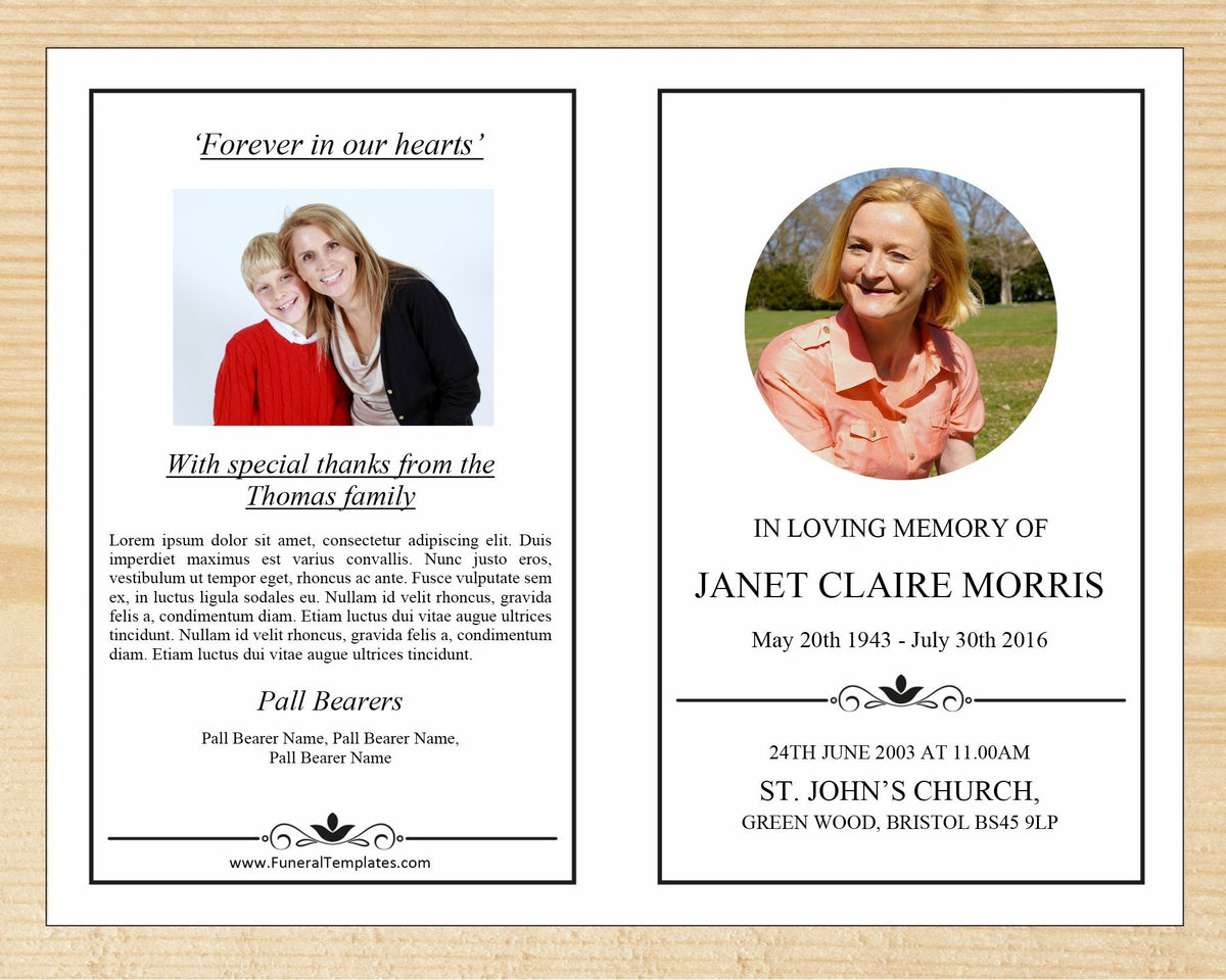 4 Page Elegant Funeral Program Template Funeral Templates