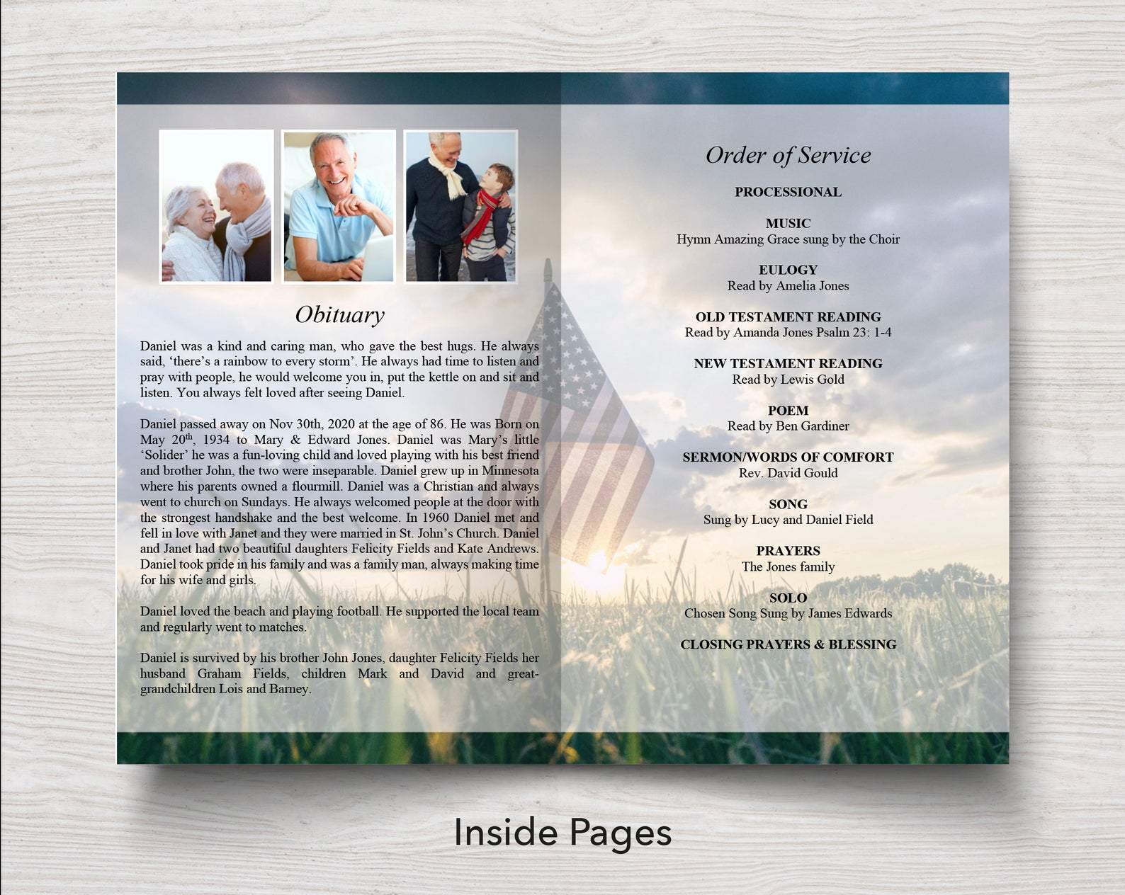 4 Page Military Funeral Program Template Funeral Templates