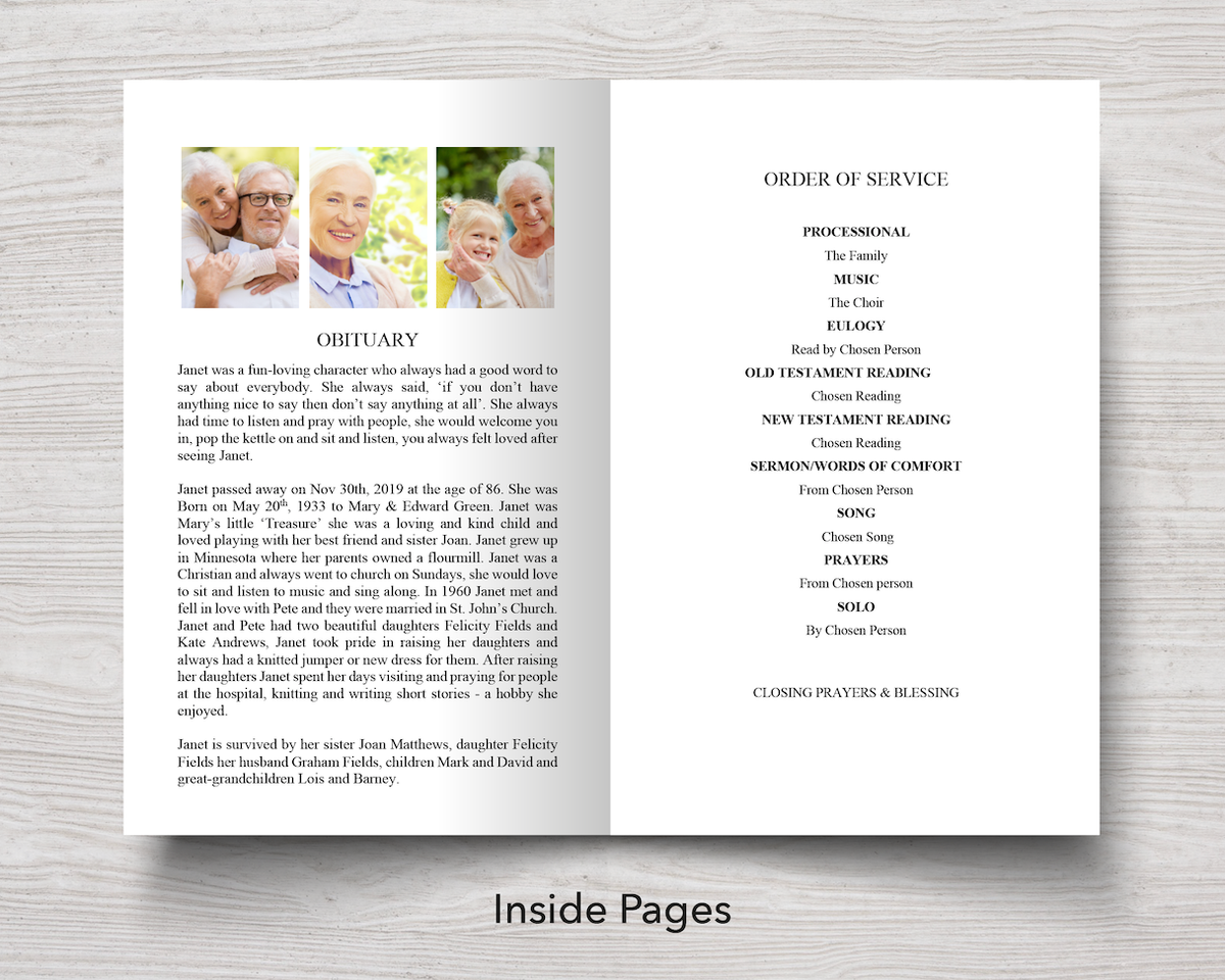 free online funeral program template