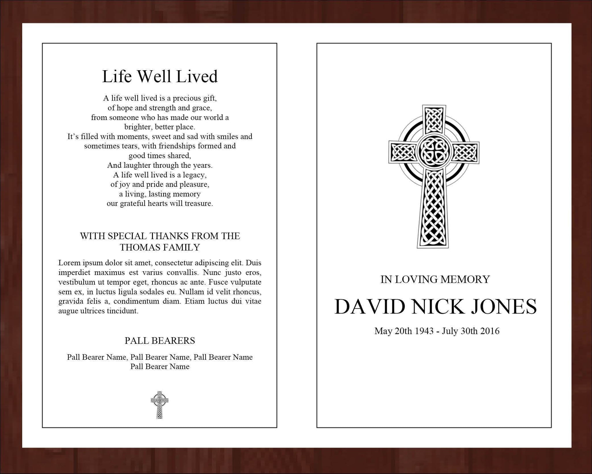 8 Page Catholic Cross Funeral Program Template Funeral Templates