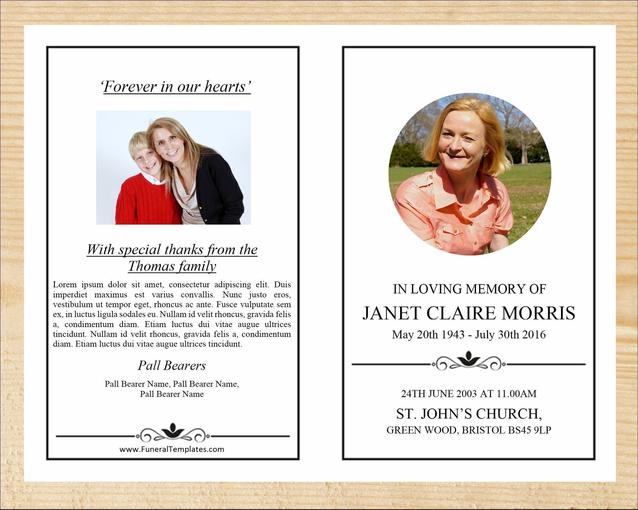 funeral program template word free download