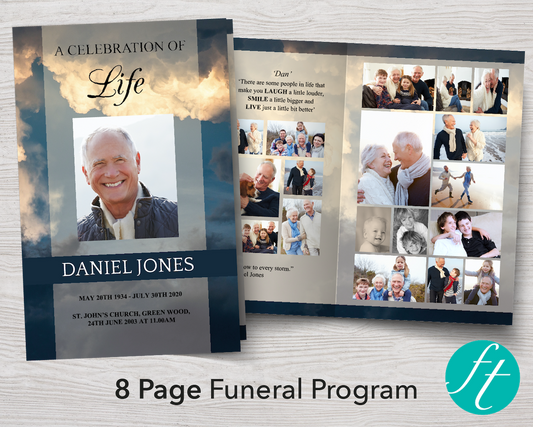 Dallas Cowboys Fan 8 Page Funeral Program Template Memorial 