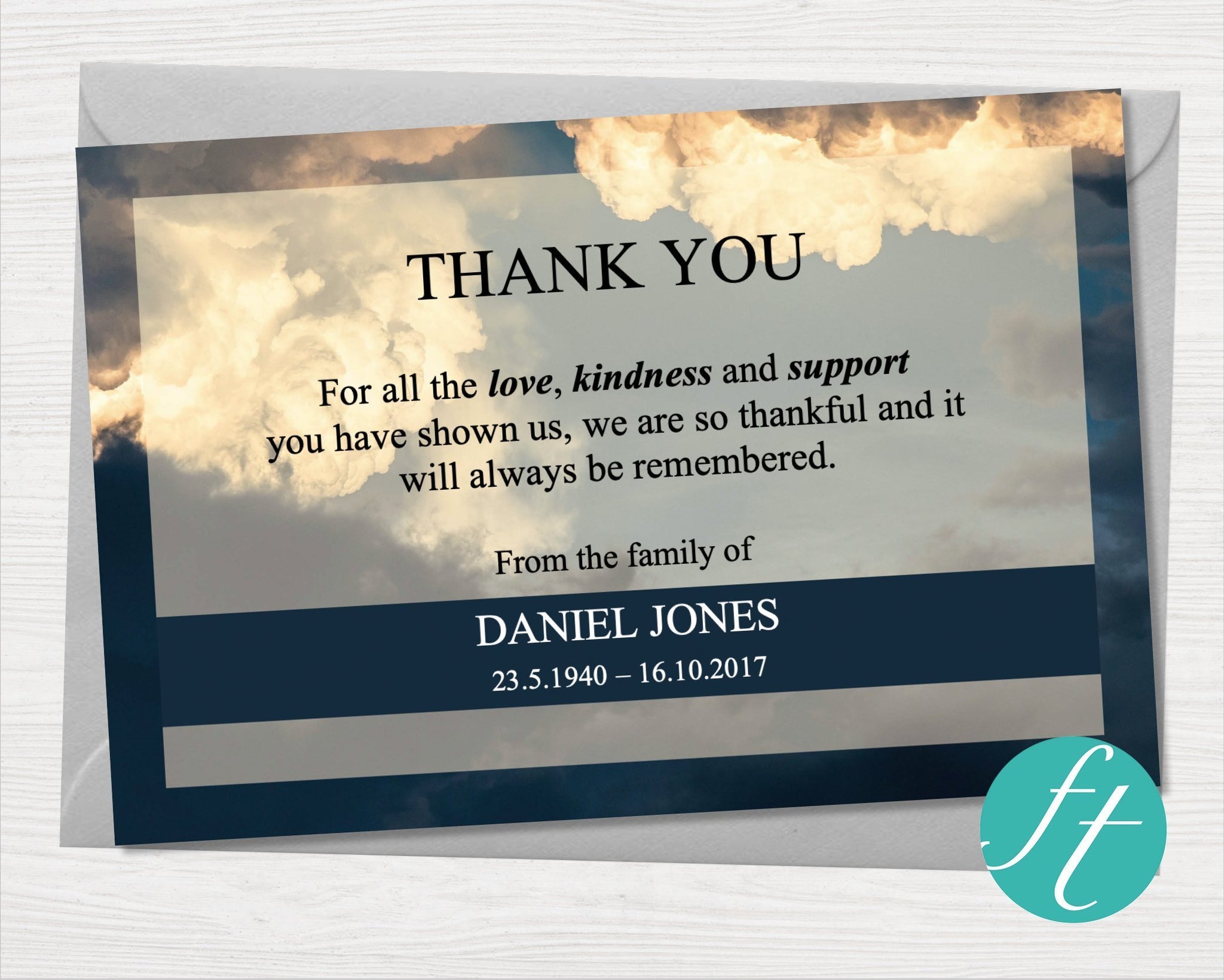 Funeral Thank You Card Sky Funeral Templates