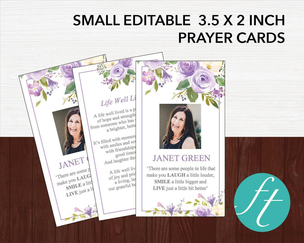 Lilac Bouquet Funeral Prayer Card Funeral Templates