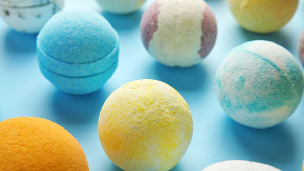 Close-ups of a variety of aromatherapy shower steamers