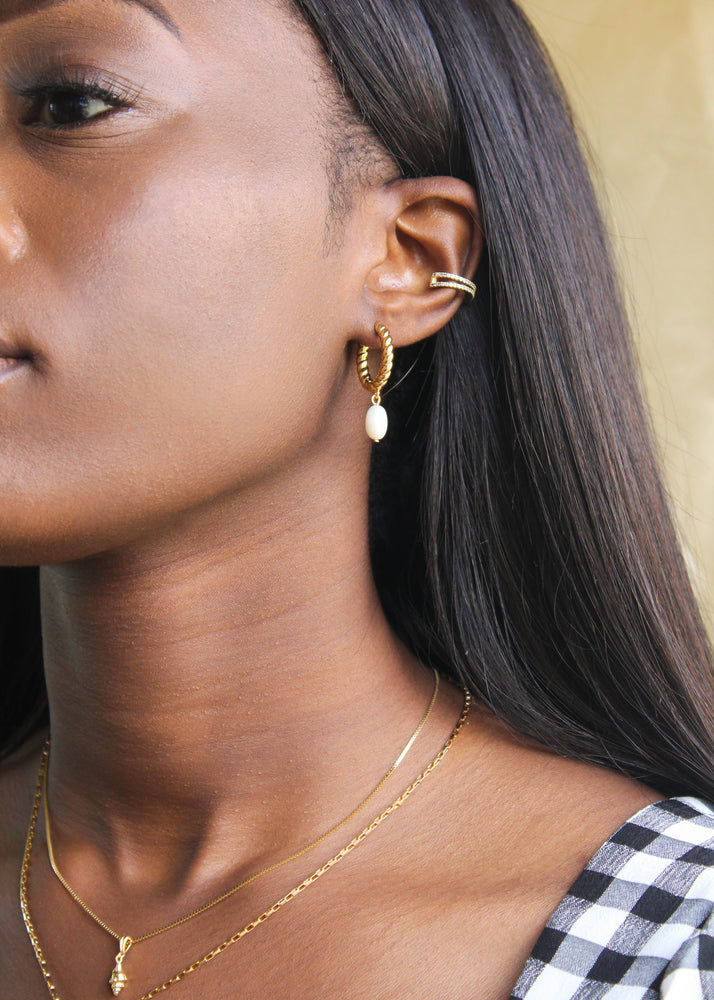 Ear Cuff with Crystal Chain in Gold | Jewellery by Astrid & Miyu