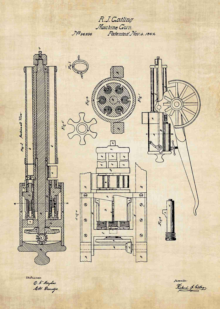 Пулемёт Гатлинга 1862 чертежи