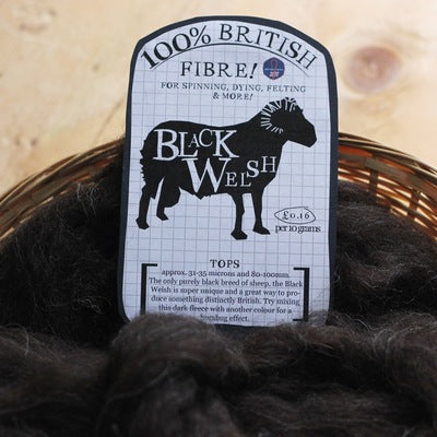 Black Welsh. British Wool Tops