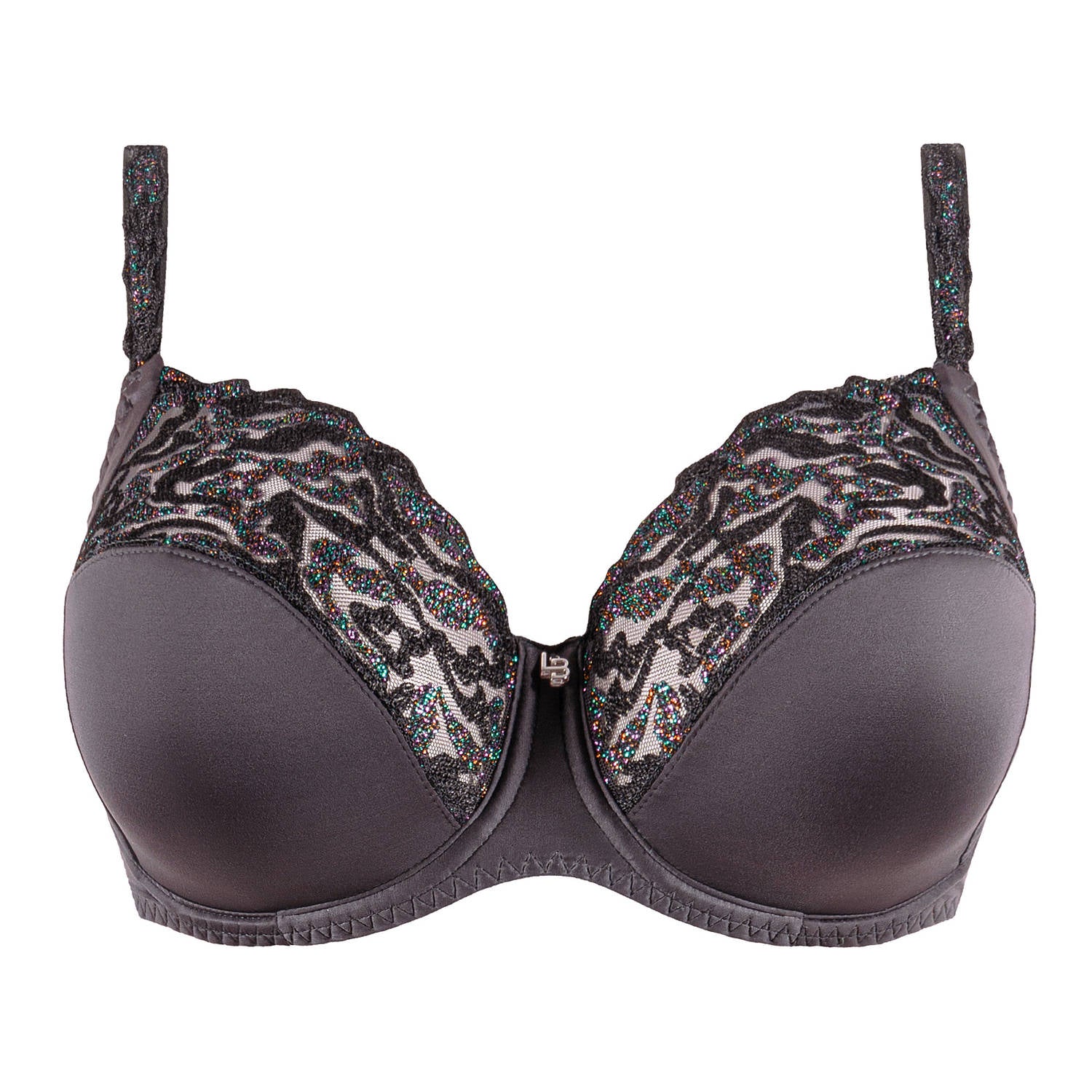 Electric Waves in Smoke Full Cup Bra By Louisa Bracq - 30-46 bands, B-I cups (EURO sizing)