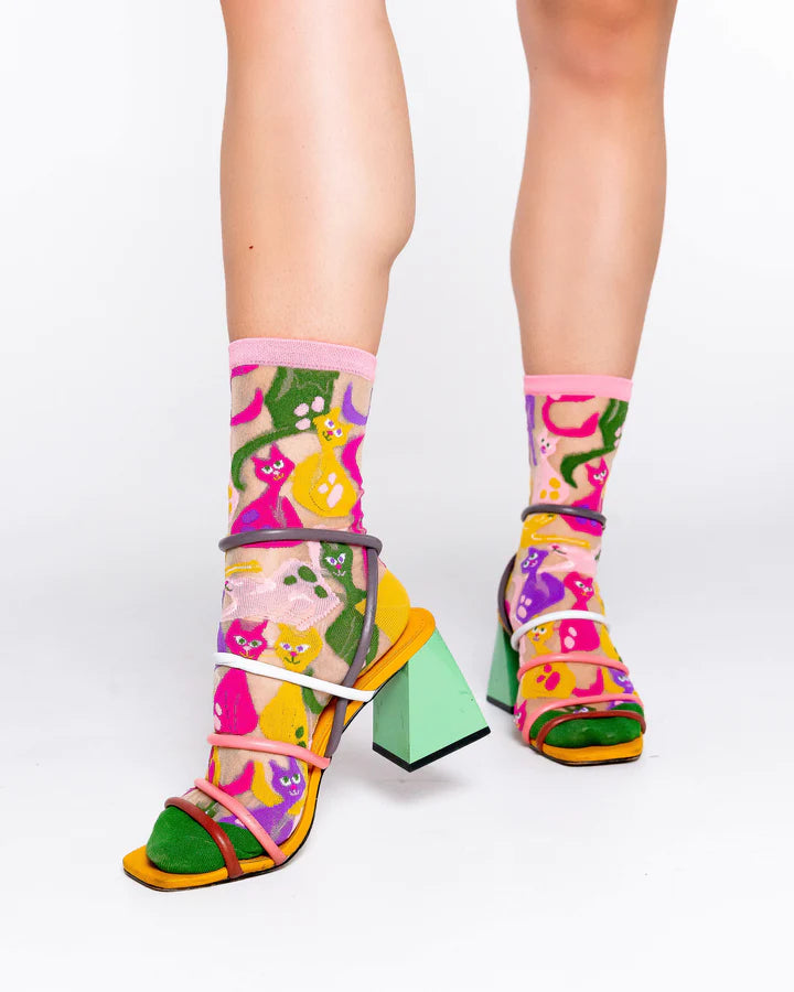 Dopamine Cats Sheer Sock By Sock Candy