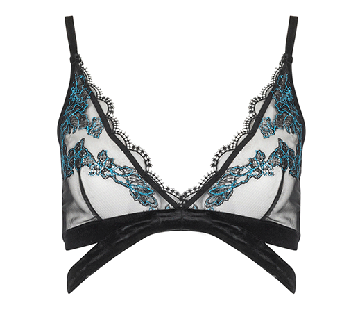 Ladies Floral Embroidered Bra LG900 Black/Teal 42J at  Women's  Clothing store