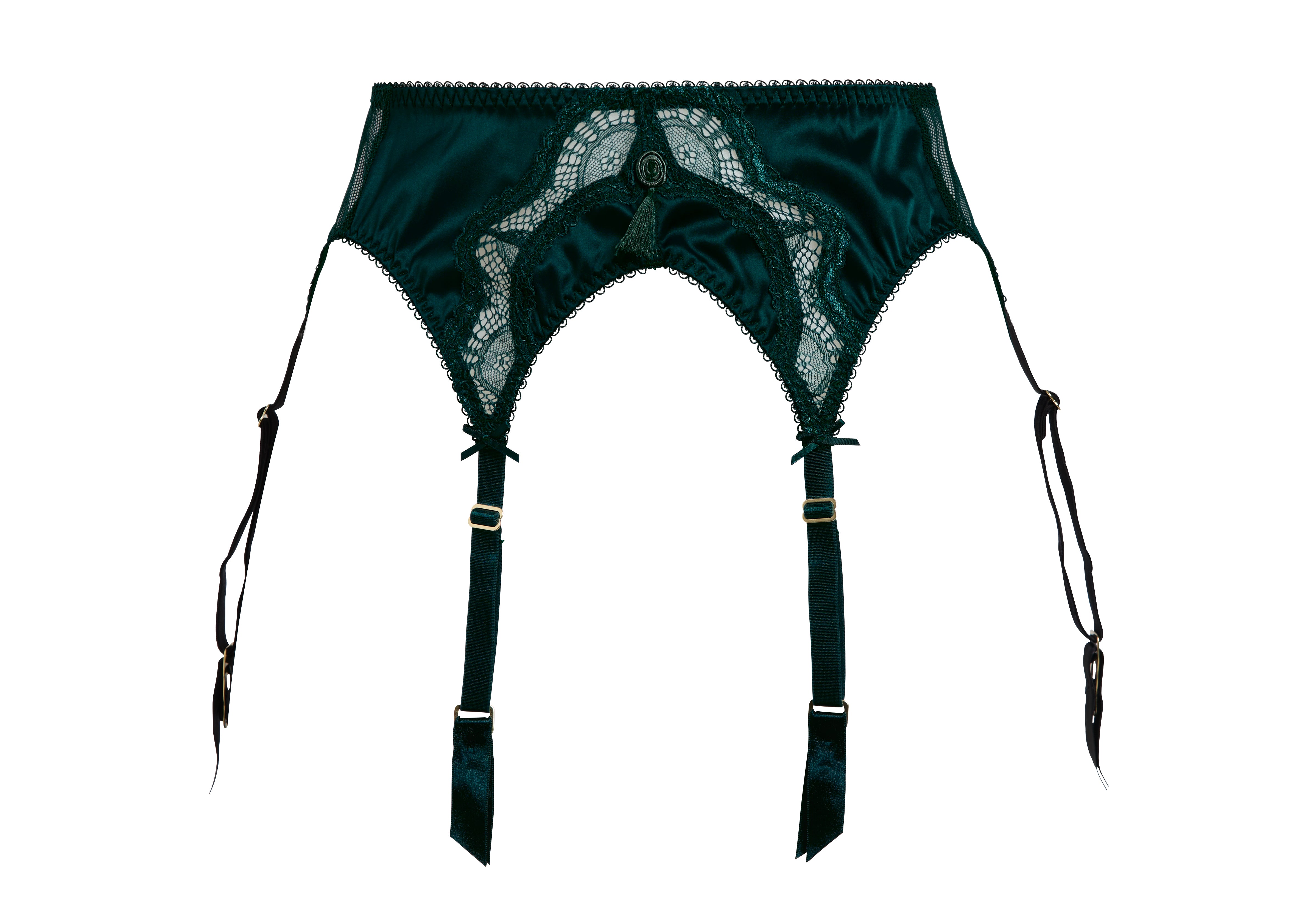 Star Lift Six Strap Suspender Belt in Eden Green By Dita Von Teese - XS-XL