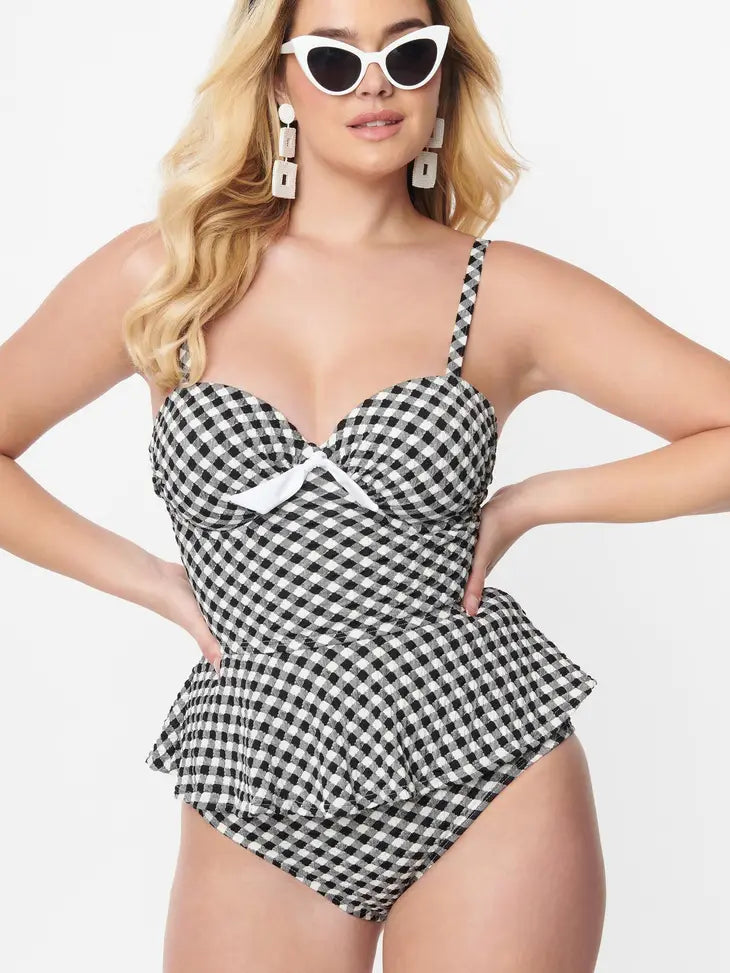 Gingham Tankini By Unique Vintage - sizes XS-3X