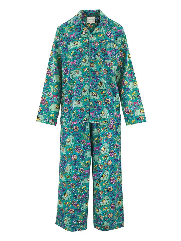 Teal Jungle Chintz PJ Set By Dilli Grey - S