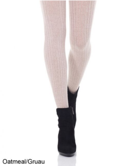 Merino Wool Ribbed Tights - S (Graphite, Black, Oatmeal + Sangria)