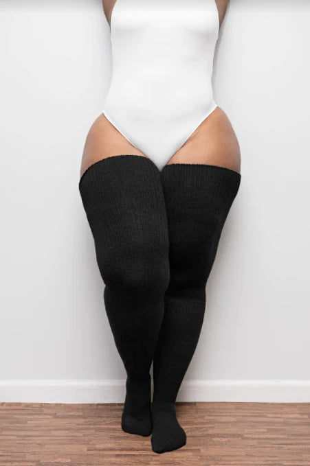 Thunda Thighs Thigh High Socks In Black