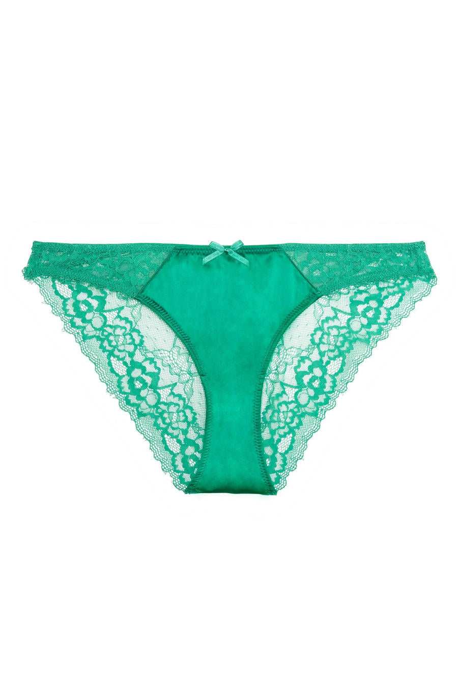 Rosalyn Emerald Satin and Lace Brazilian Brief - sizes 4 & 12