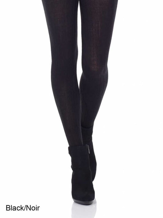 VERO MONTE Womens Wool Tights Warm - Ribbed Black Tights Opaque Tights For  Women