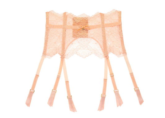 Dita Von Teese Lurex Lace Suspender in Vintage Peach - sizes S-XL