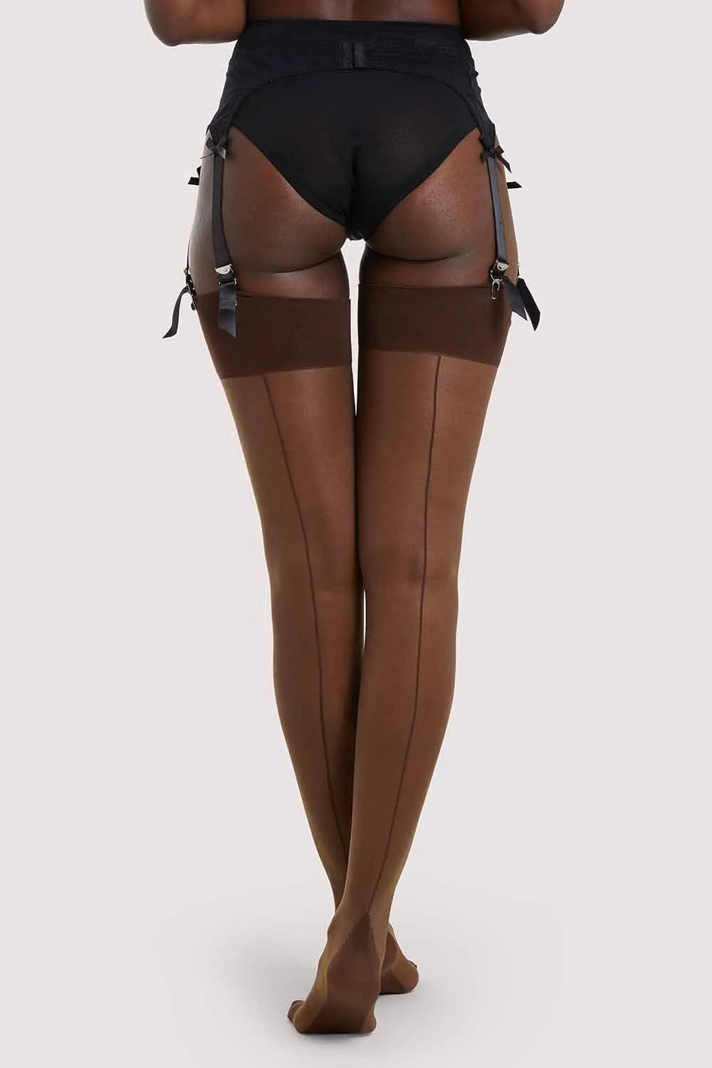 Dark Nude Seamed Stockings - Sizes 4-18