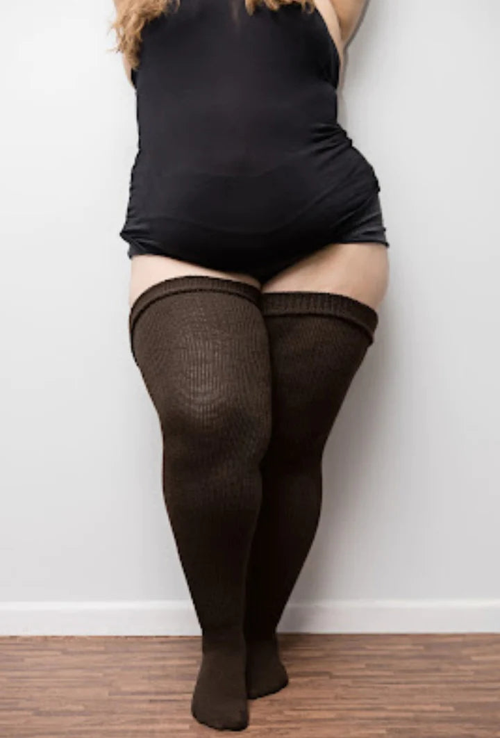 Thunda Thighs Thigh High Socks In Smokey Espresso