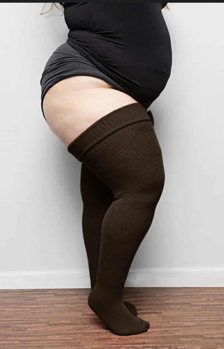 Thunda Thighs Thigh High Socks In Smokey Espresso