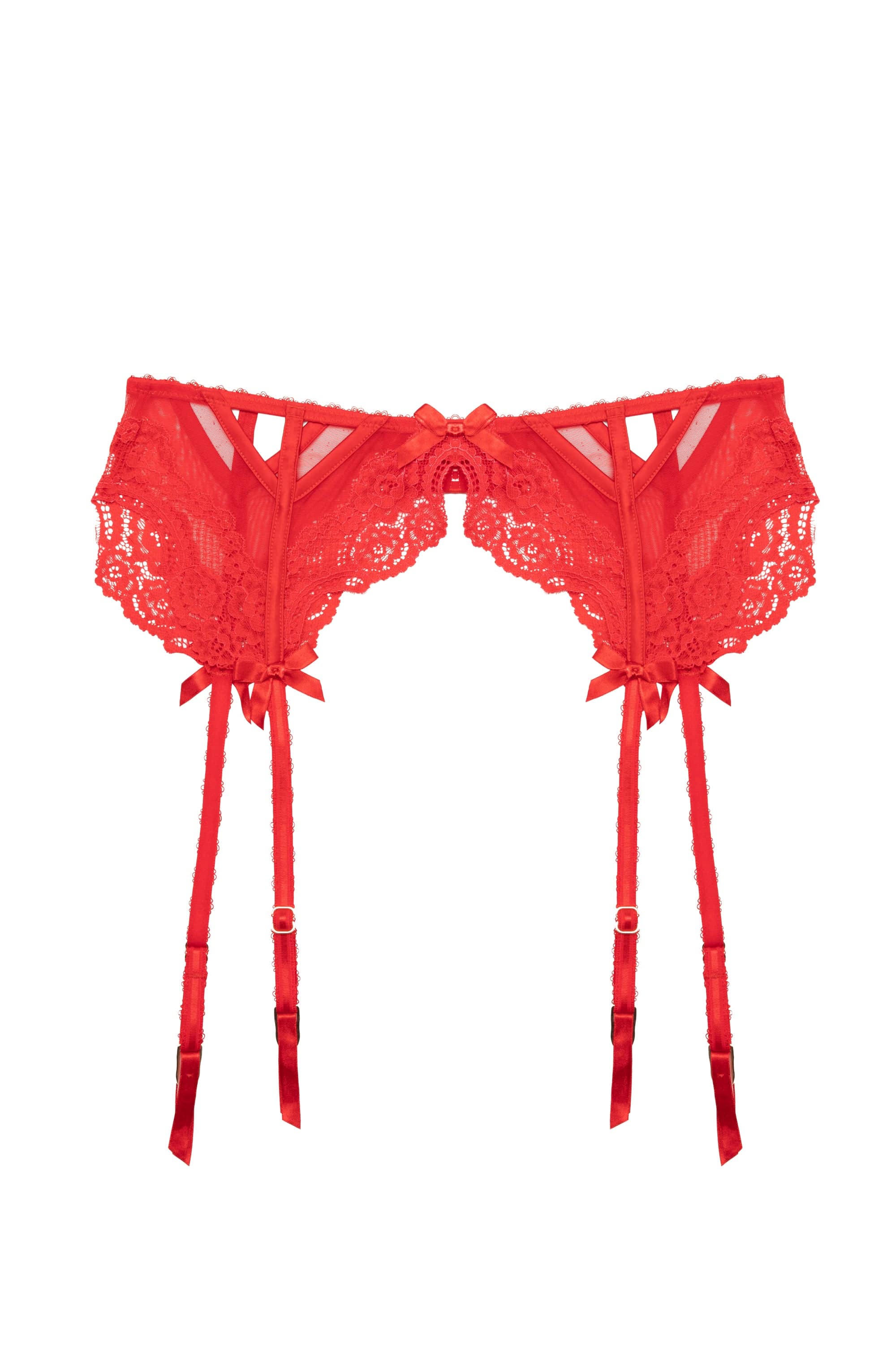 Eliza Red Lace Trim Suspender Belt - sizes 4-16