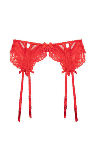 Stylish Red Lace Bra On Fluffy Stock Photo 793417597