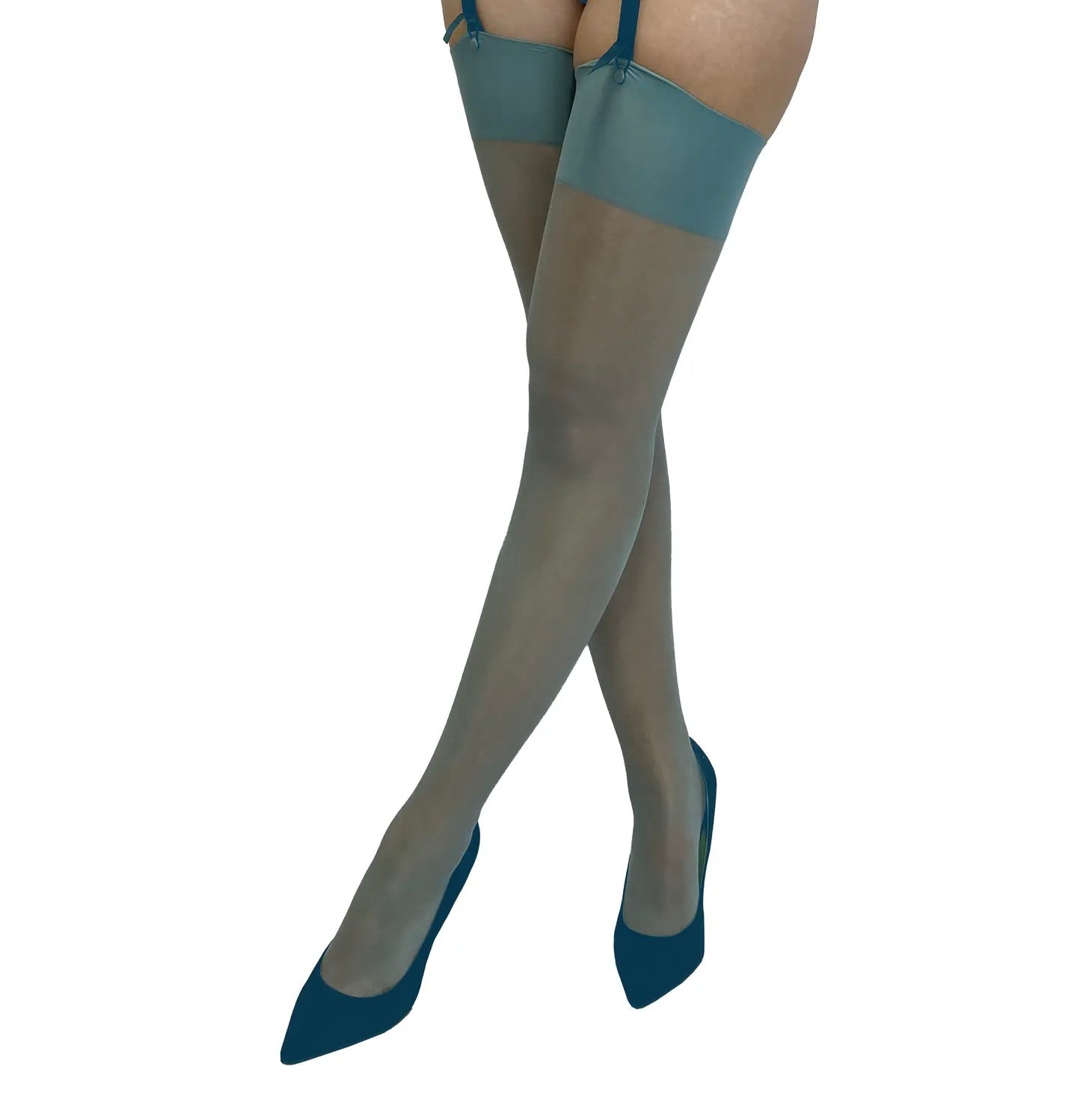 Seamless Shine Stockings in Light Teal