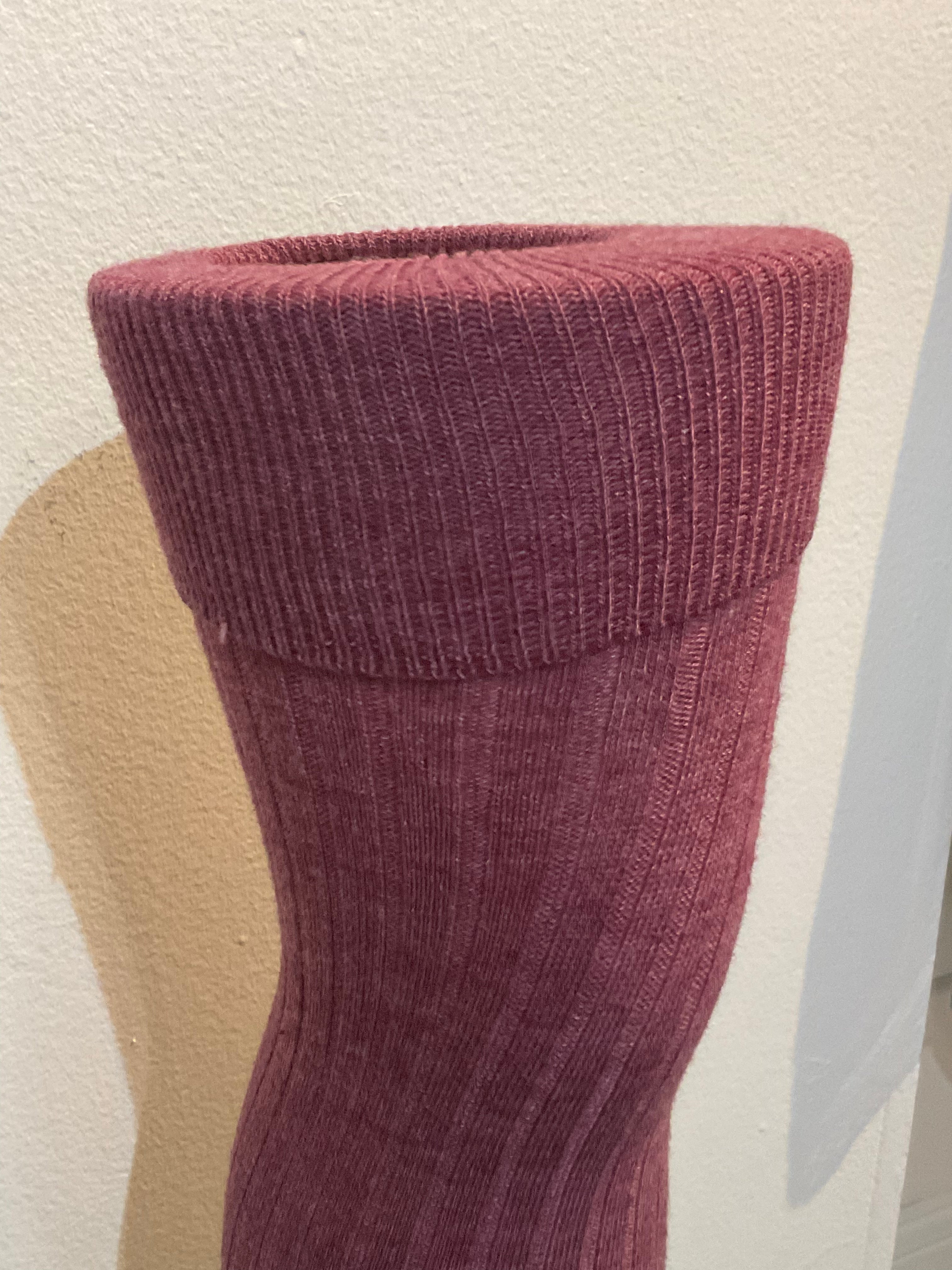 Berry Melange Cotton Over The Knee Socks