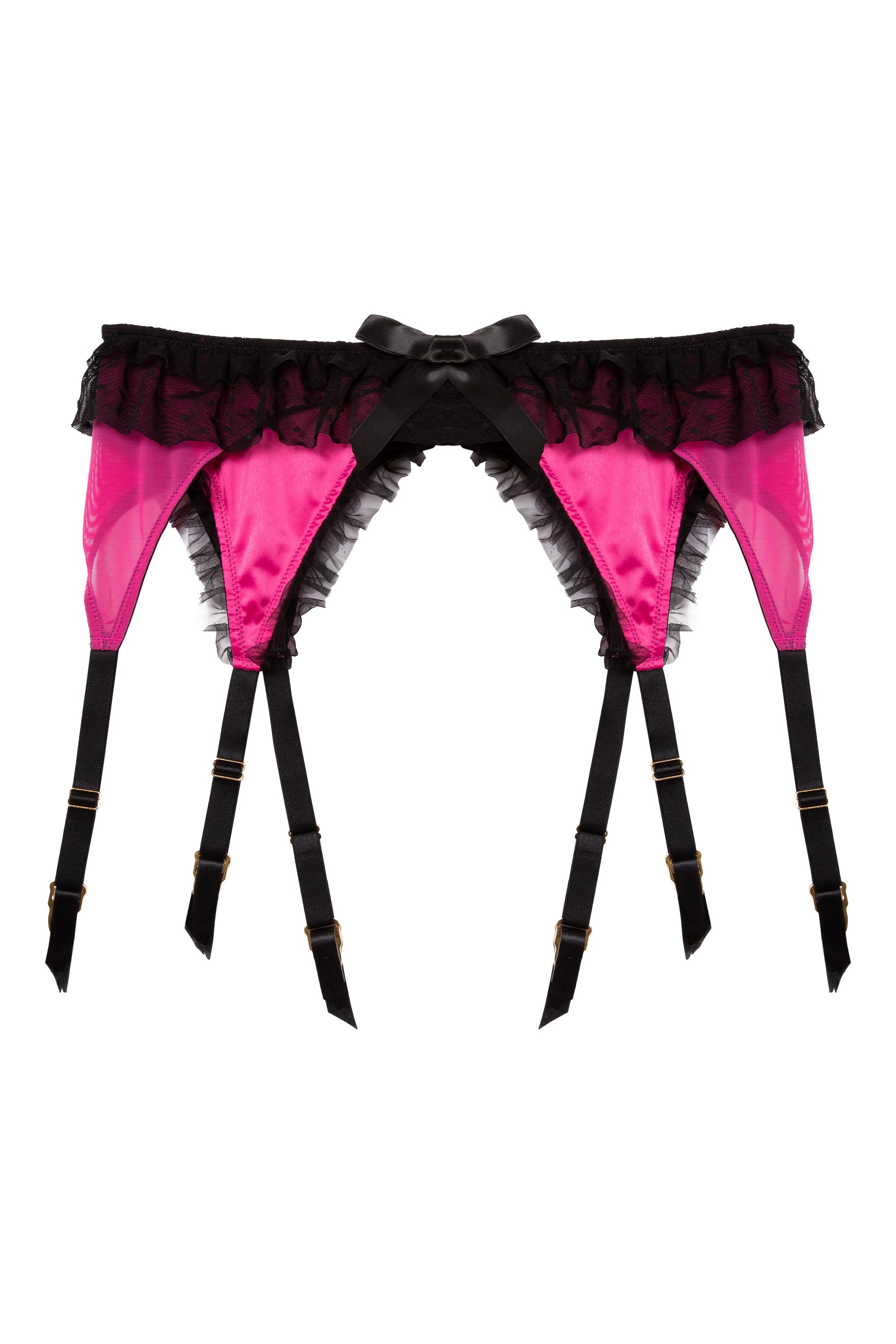 Inga Pink Ruffle Six Strap Suspender Belt - sizes 4-16