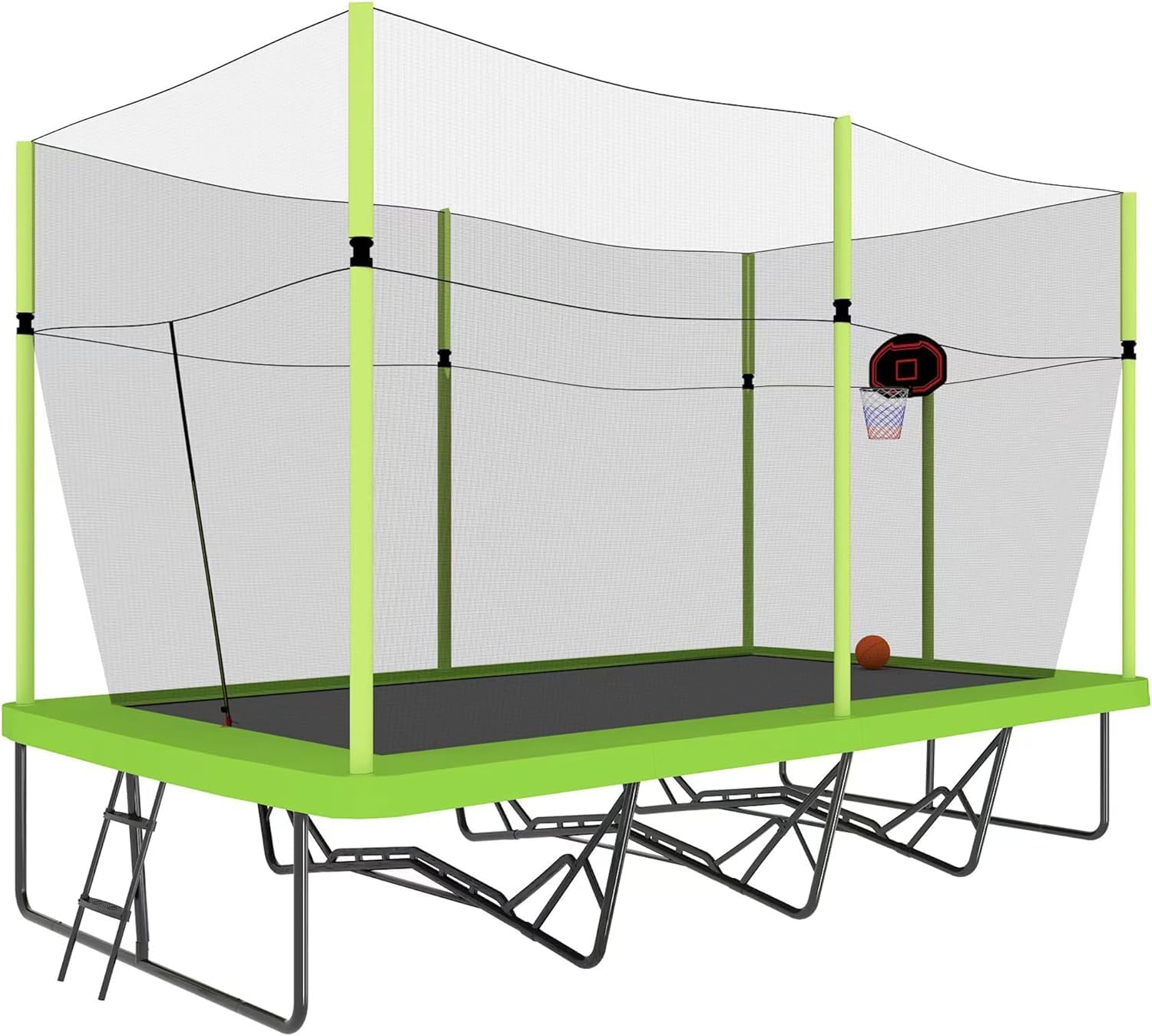SkyBound Rectangular Trampoline with Enclosure Net 10x17 FT - Rectangle Trampoline Performance Build for Families and Athletes - Reinforced Welding Base - Gymnastics Trampoline Superior Bounce - Green