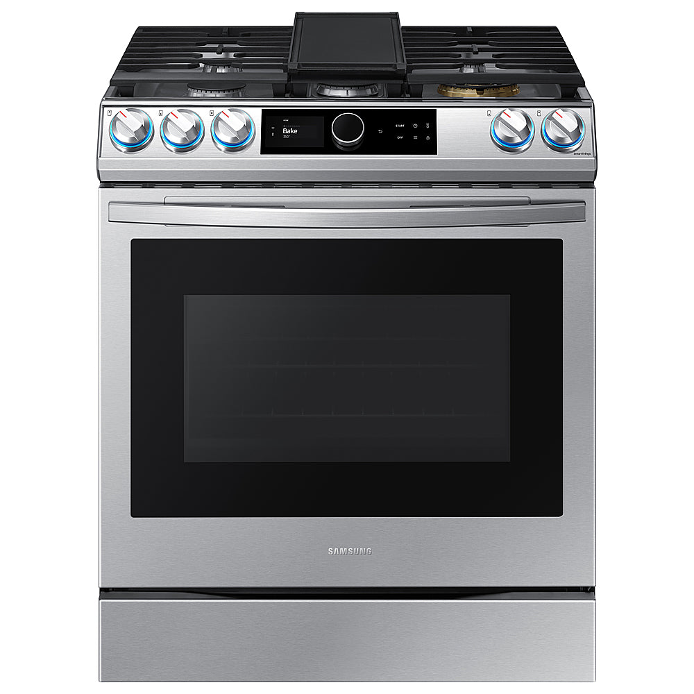 Samsung - 6.0 Cu. Ft. Front Control Slide-in Gas Range with Smart Dial, Air Fry & Wi-Fi, Fingerprint Resistant - Stainless steel -