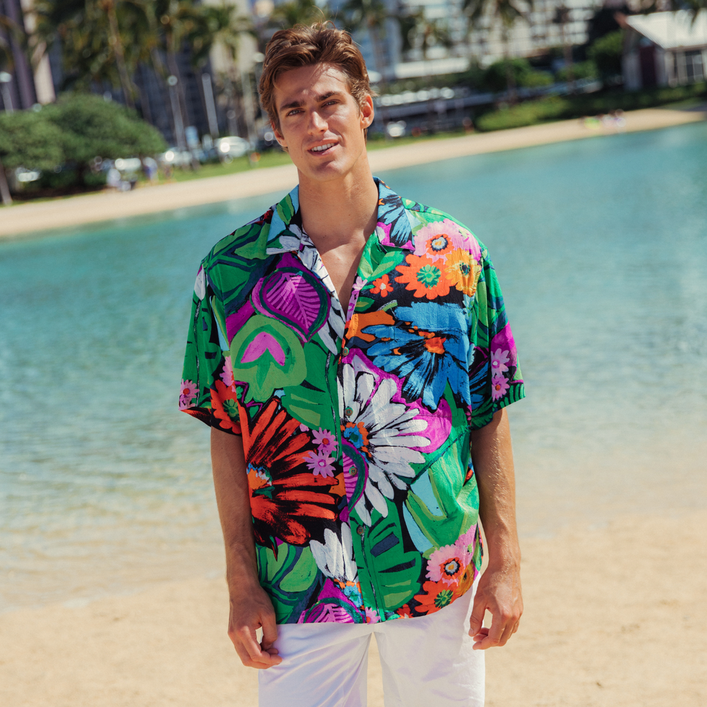 Jams World Pink Hawaiian Shirts for Men